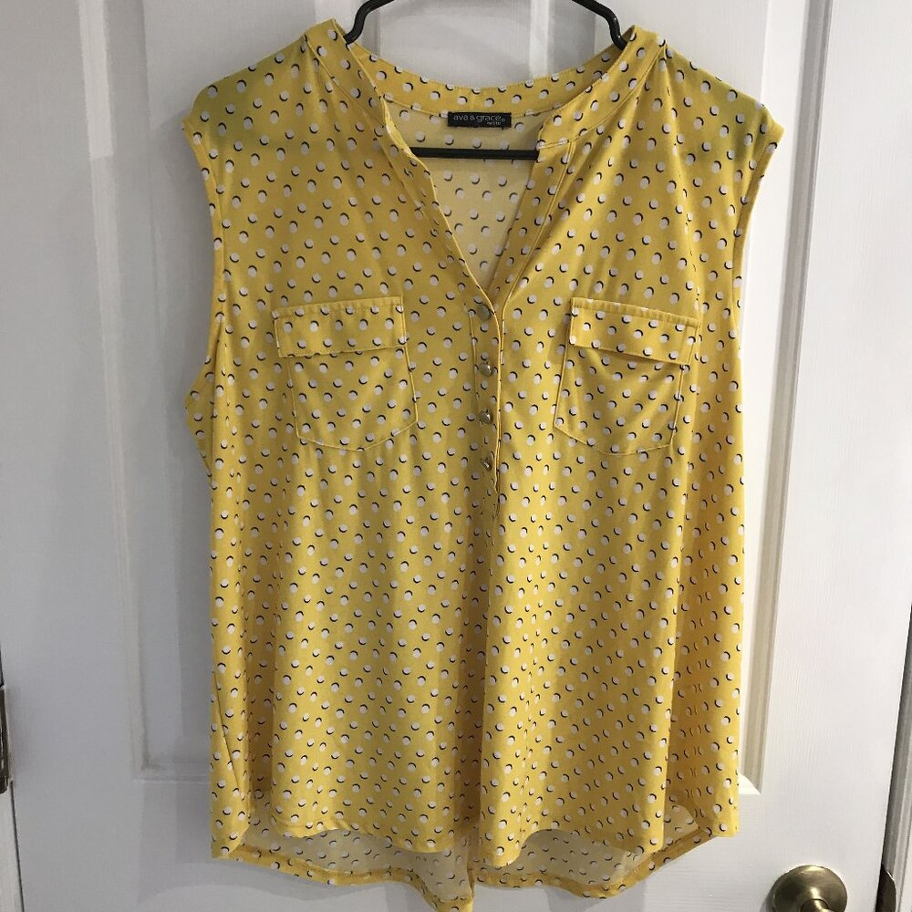 ava & grace Yellow Sleeveless Blouse XL